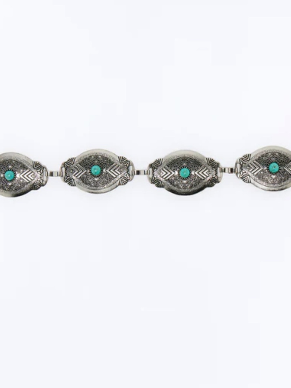 Boho Style Chain Belt with Turquoise Accents, Silver Tone - Picture 6 of 6